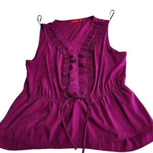 3 for $10. Elle blouse, sleeveless,  purple, ruffles down the center. Size XL